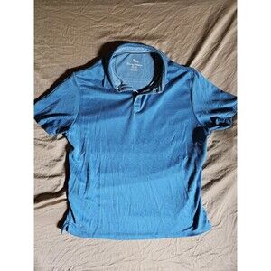 Tommy Bahama Men's XL Polo Shirt Light Blue Textured Stripe Short Sleeve Marlin